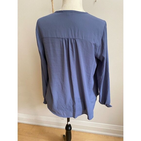 PLEIONE blouse vneck New womens small long sleeve dusty blue - Picture 4 of 6